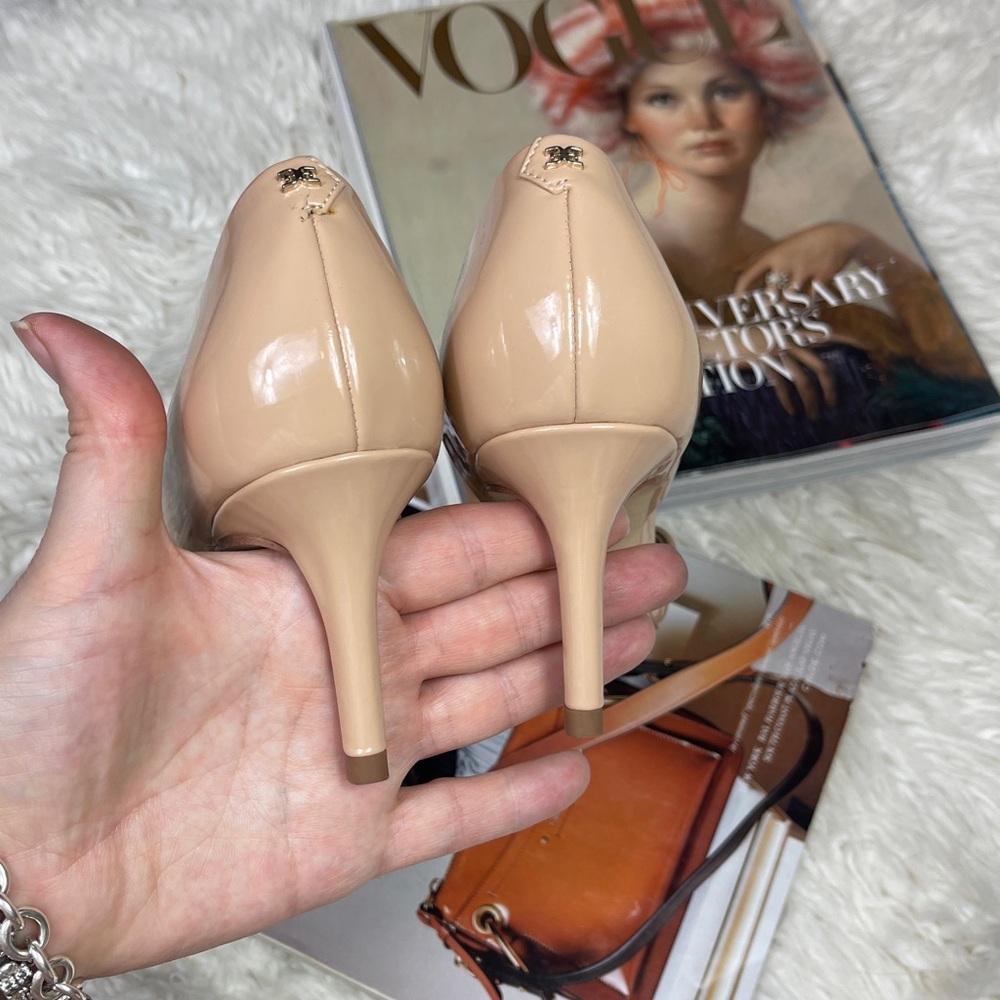 SAM EDELMAN VIV POINTED TOE PUMP Elegant Nude Patent Leather Pumps - Picture 5 of 10